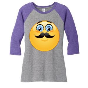 Mustache Emoji Smiley Face Women's Tri-Blend 3/4-Sleeve Raglan Shirt