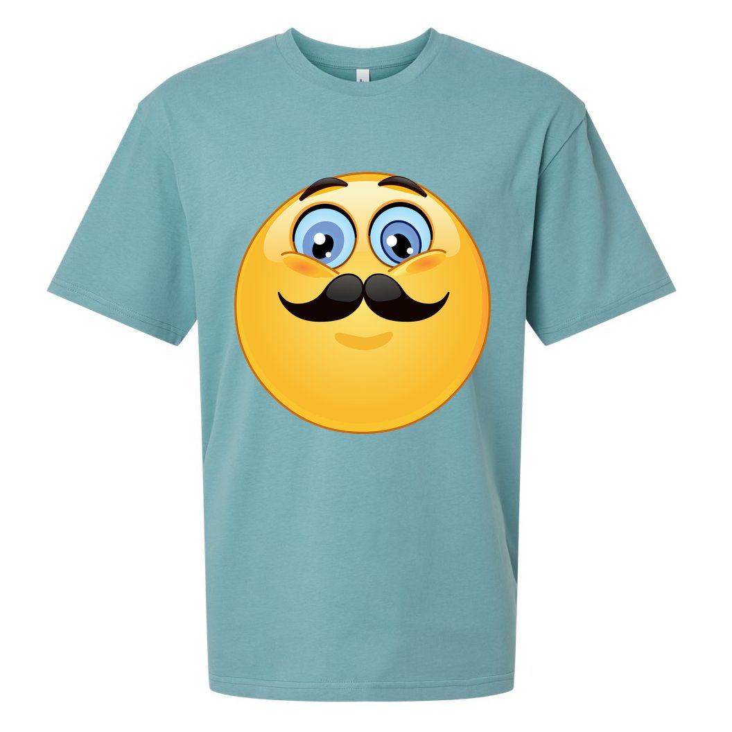 Mustache Emoji Smiley Face Sueded Cloud Jersey T-Shirt