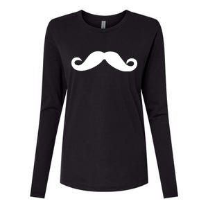 Mustache Logo Womens Cotton Relaxed Long Sleeve T-Shirt