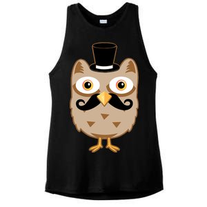 Mustache Owl With Hat Ladies PosiCharge Tri-Blend Wicking Tank