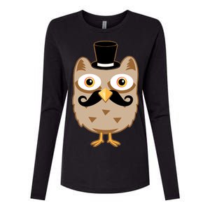 Mustache Owl With Hat Womens Cotton Relaxed Long Sleeve T-Shirt