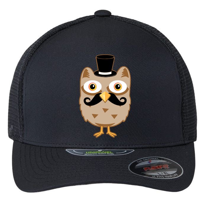 Mustache Owl With Hat Flexfit Unipanel Trucker Cap