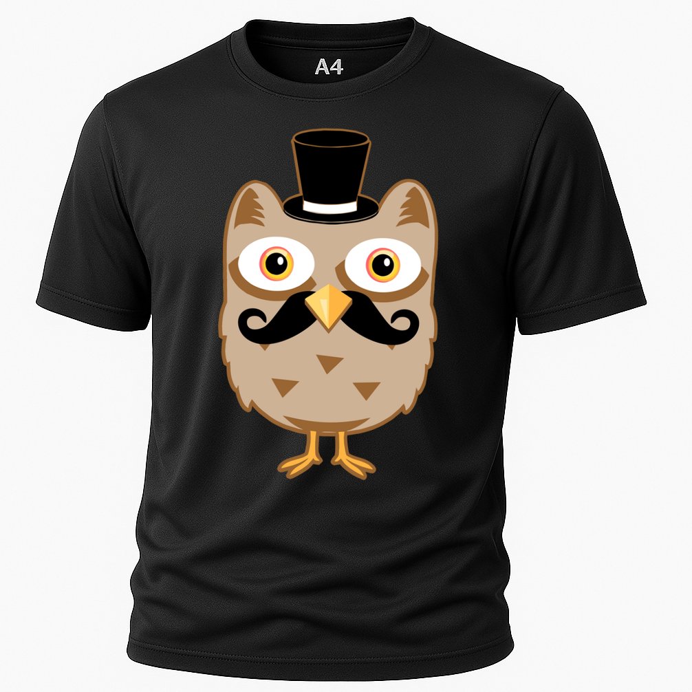 Mustache Owl With Hat Cooling Performance Crew T-Shirt