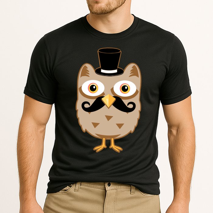 Mustache Owl With Hat Cooling Performance Crew T-Shirt
