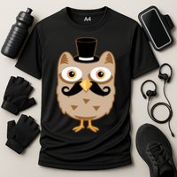 Mustache Owl With Hat Cooling Performance Crew T-Shirt