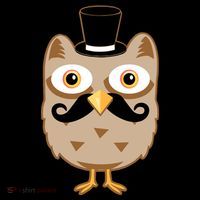 Mustache Owl With Hat Button