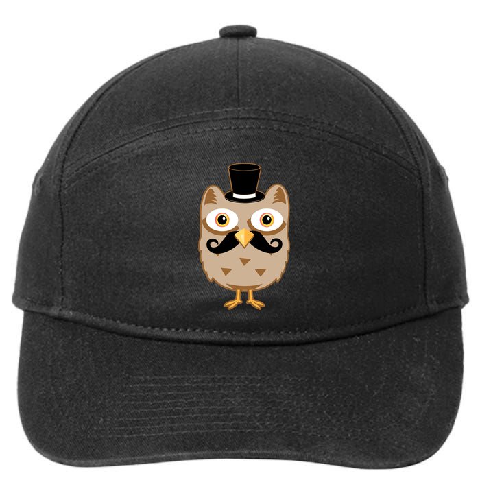 Mustache Owl With Hat 7-Panel Snapback Hat