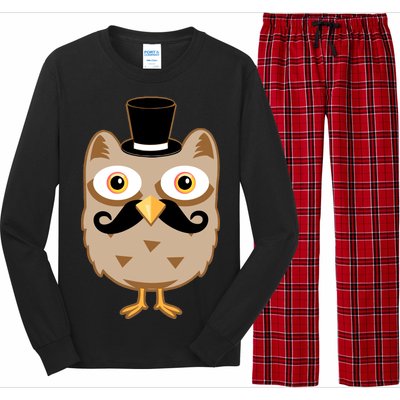 Mustache Owl With Hat Long Sleeve Pajama Set