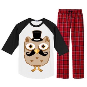 Mustache Owl With Hat Raglan Sleeve Pajama Set