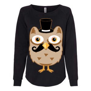 Mustache Owl With Hat Womens California Wash Sweatshirt