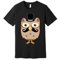 Mustache Owl With Hat Premium T-Shirt