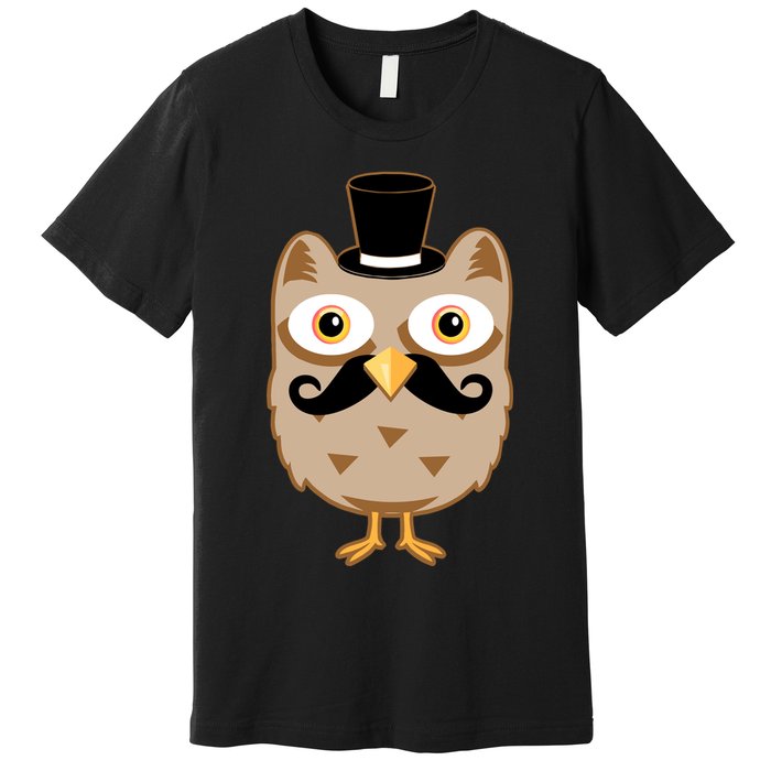 Mustache Owl With Hat Premium T-Shirt