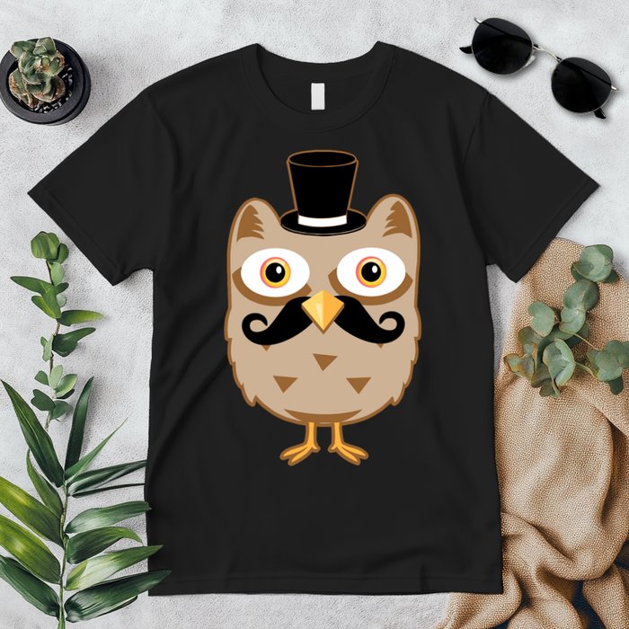 Mustache Owl With Hat Premium T-Shirt