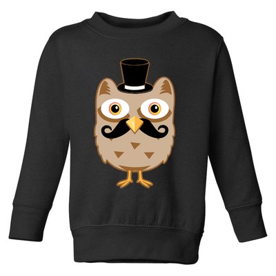 Mustache Owl With Hat Toddler Sweatshirt
