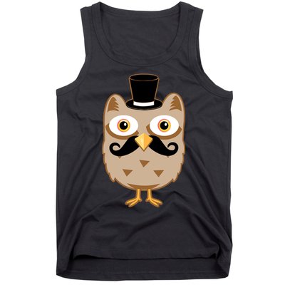Mustache Owl With Hat Tank Top
