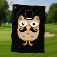 Mustache Owl With Hat Golf Towel