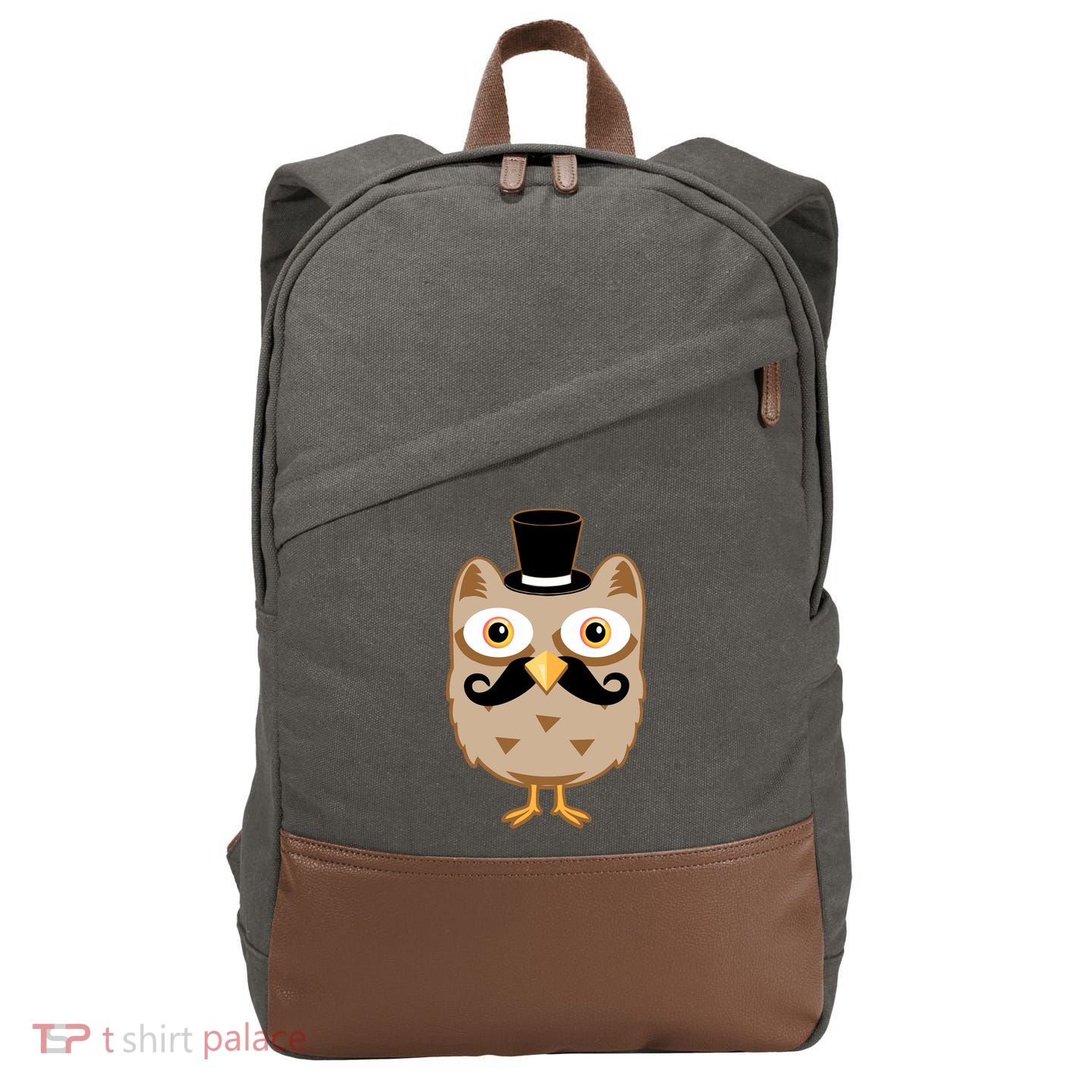 Mustache Owl With Hat Cotton Canvas Backpack