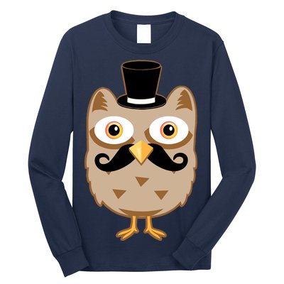 Mustache Owl With Hat Long Sleeve Shirt