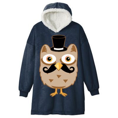 Mustache Owl With Hat Hooded Wearable Blanket