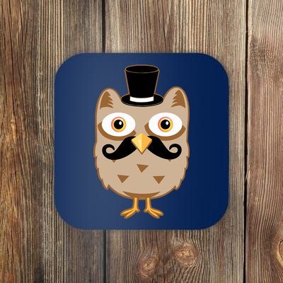 Mustache Owl With Hat Coaster