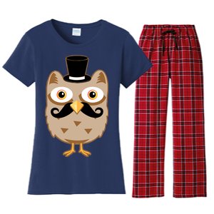 Mustache Owl With Hat Women's Flannel Pajama Set