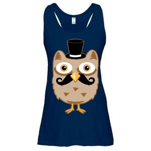 Mustache Owl With Hat Ladies Essential Flowy Tank