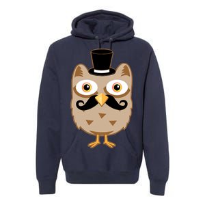 Mustache Owl With Hat Premium Hoodie