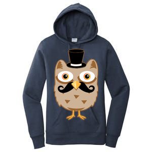 Mustache Owl With Hat Women's Pullover Hoodie