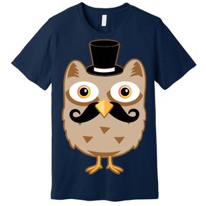 Mustache Owl With Hat Premium T-Shirt