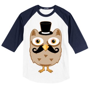 Mustache Owl With Hat Baseball Sleeve Shirt