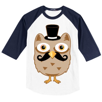 Mustache Owl With Hat Baseball Sleeve Shirt