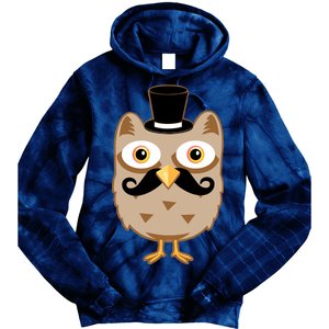 Mustache Owl With Hat Tie Dye Hoodie