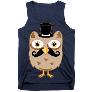 Mustache Owl With Hat Tank Top