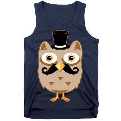 Mustache Owl With Hat Tank Top