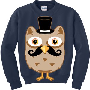 Mustache Owl With Hat Kids Sweatshirt