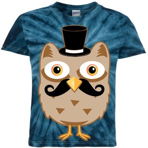 Mustache Owl With Hat Kids Tie-Dye T-Shirt