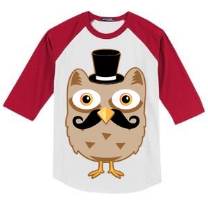 Mustache Owl With Hat Kids Colorblock Raglan Jersey