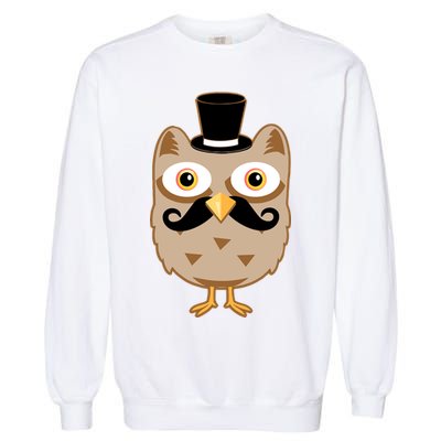 Mustache Owl With Hat Garment-Dyed Sweatshirt