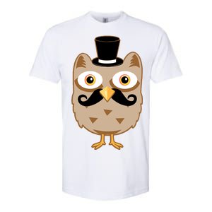 Mustache Owl With Hat Softstyle CVC T-Shirt