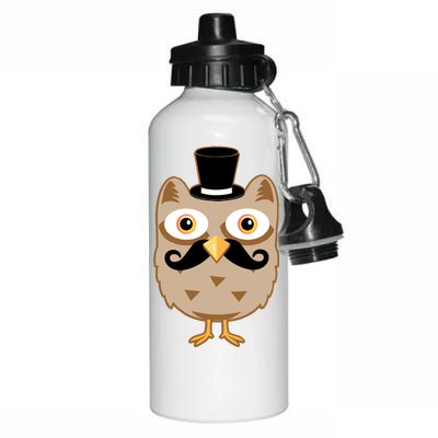 Mustache Owl With Hat Aluminum Water Bottle 