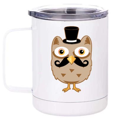 Mustache Owl With Hat 12 oz Stainless Steel Tumbler Cup