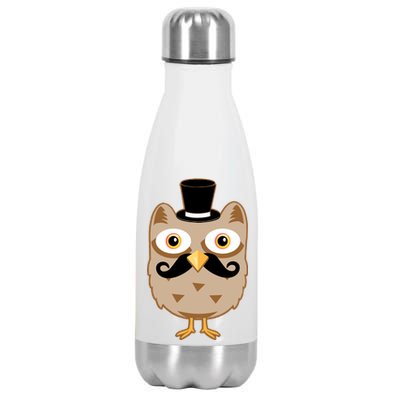 Mustache Owl With Hat Stainless Steel Insulated Water Bottle