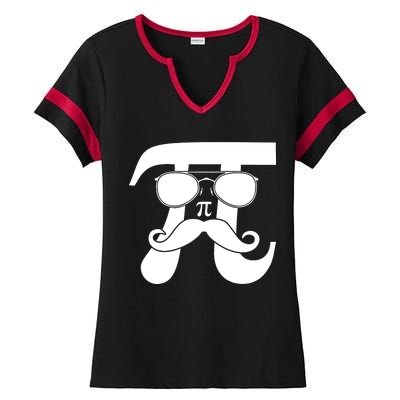 Mustache Pi Face Ladies Halftime Notch Neck Tee