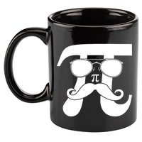 Mustache Pi Face 11oz C Handle Ceramic Mug