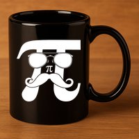 Mustache Pi Face 11oz C Handle Ceramic Mug