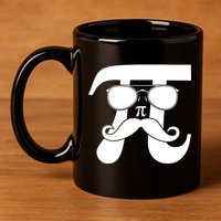 Mustache Pi Face 11oz C Handle Ceramic Mug