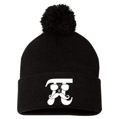 Mustache Pi Face Pom Pom 12in Knit Beanie