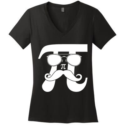 Mustache Pi Face Women's V-Neck T-Shirt