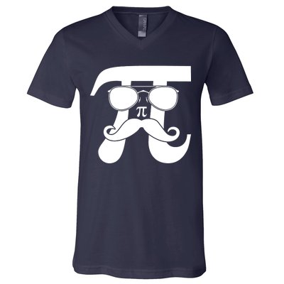 Mustache Pi Face V-Neck T-Shirt