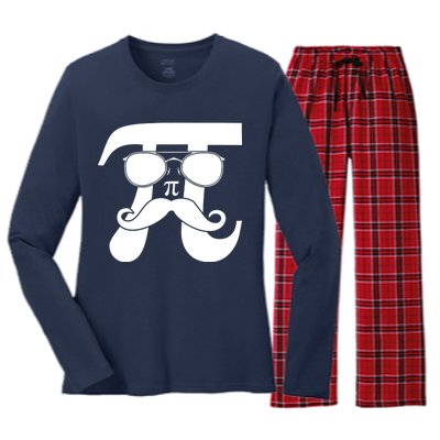 Mustache Pi Face Women's Long Sleeve Flannel Pajama Set 